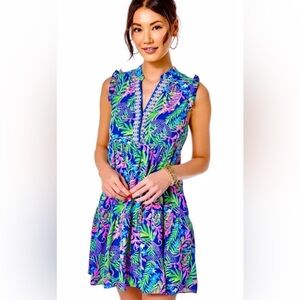 Lilly Pulitzer Briela Dress, How You Like Me Prowl Borealis Blue, Medium,  EUC